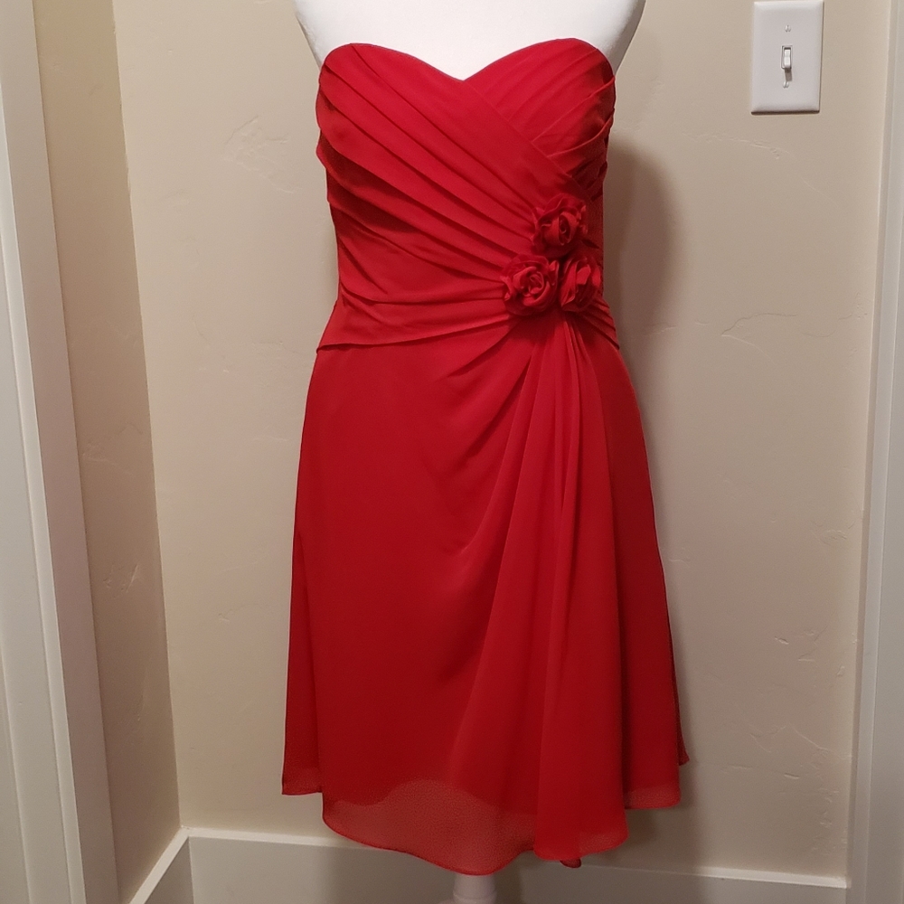 Alfred Angelo Strapless Cherry Red Dress Size 12